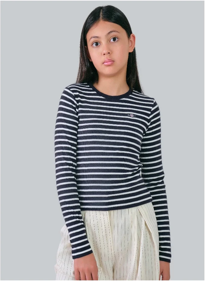 GANT Teen Girls Shield Striped Rib Top