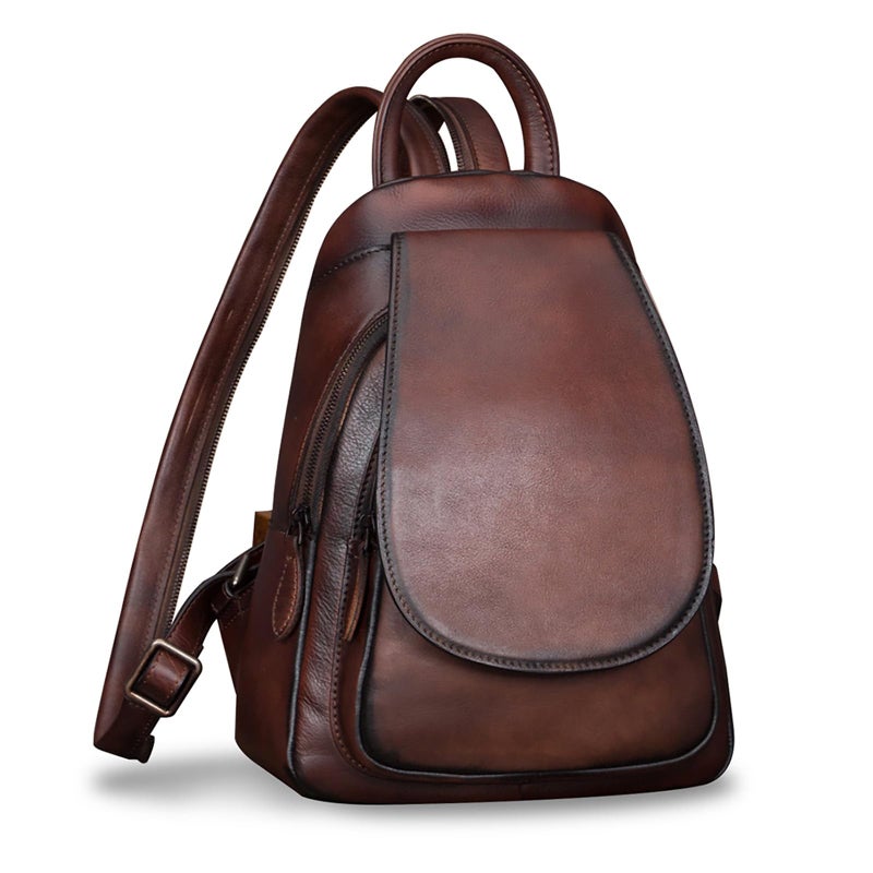 IVTG Genuine Leather Backpack for Women Shoulder Bag Fashion Designer Back Bag Classical Rucksack Casual Daypack (Coffee) - Image 1