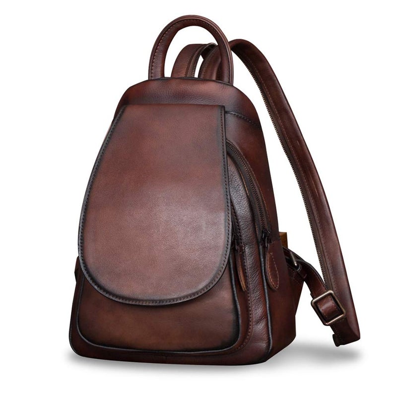 IVTG Genuine Leather Backpack for Women Shoulder Bag Fashion Designer Back Bag Classical Rucksack Casual Daypack (Coffee) - Image 2