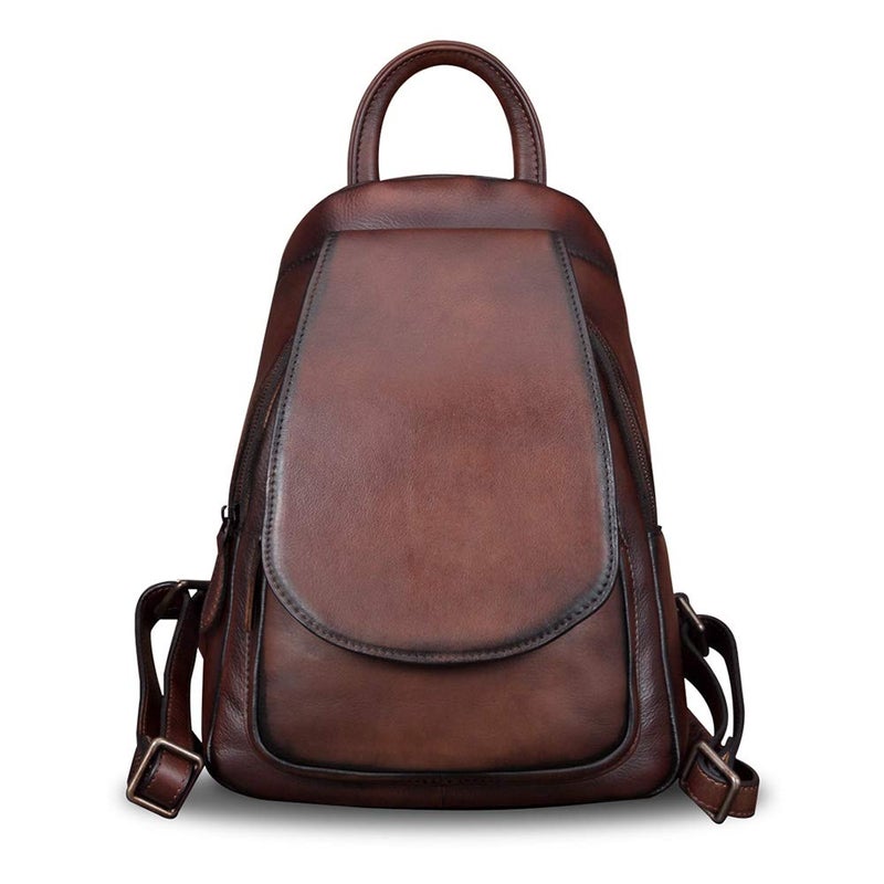 IVTG Genuine Leather Backpack for Women Shoulder Bag Fashion Designer Back Bag Classical Rucksack Casual Daypack (Coffee) - Image 3