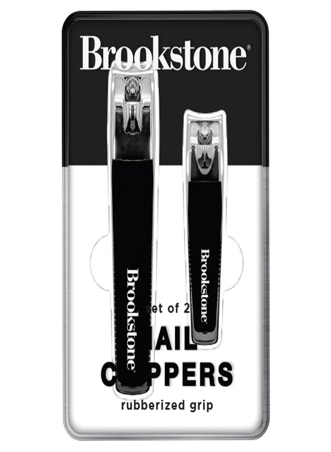 Brookstone Nail Clippers for Men and Women - Premium Stainless Steel Nail Clipper and Nail Cutter with Rubberized Non-Slip Grip, Precision Grooming Set Includes Two Nail Clippers and Case - Image 3