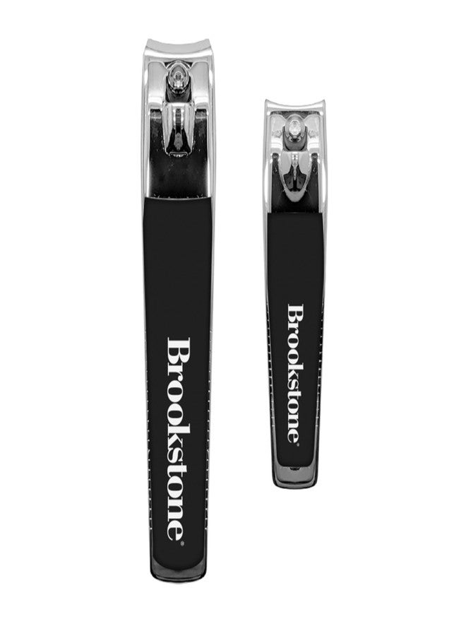 Brookstone Nail Clippers for Men and Women - Premium Stainless Steel Nail Clipper and Nail Cutter with Rubberized Non-Slip Grip, Precision Grooming Set Includes Two Nail Clippers and Case - Image 2