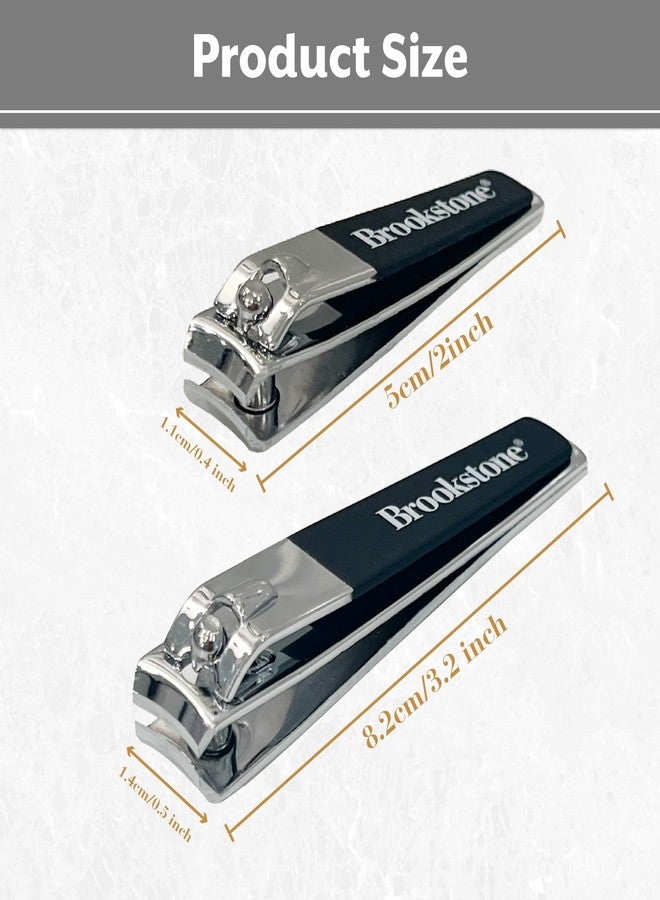 Brookstone Nail Clippers for Men and Women - Premium Stainless Steel Nail Clipper and Nail Cutter with Rubberized Non-Slip Grip, Precision Grooming Set Includes Two Nail Clippers and Case - Image 4