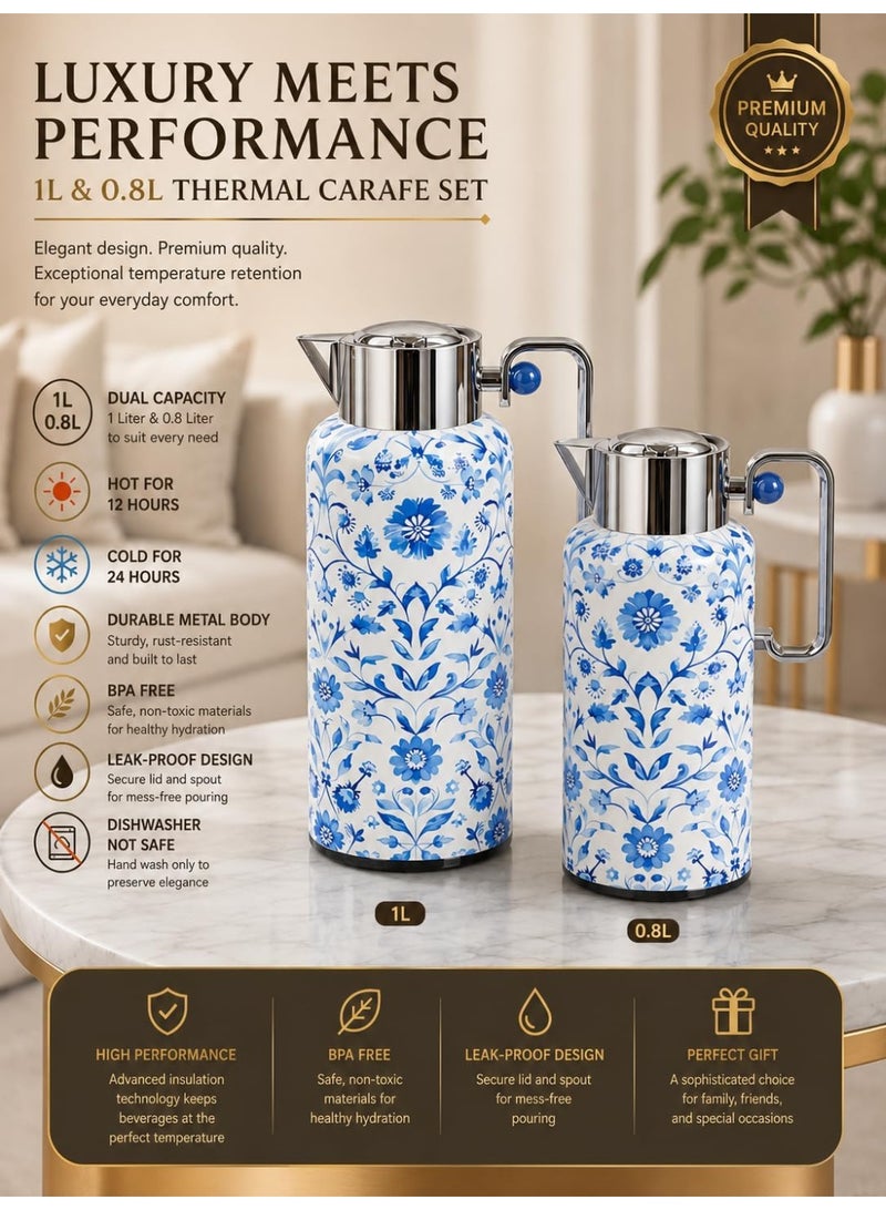 REFAN Luxury Tea and Coffee Vacuum Flask Set, 2 Pieces, 0.8L + 1.0L Capacity | Premium Hospitality Thermos Set | Leak-Resistant Insulated Carafe Keeps Beverages Hot for Long Hours - Image 3