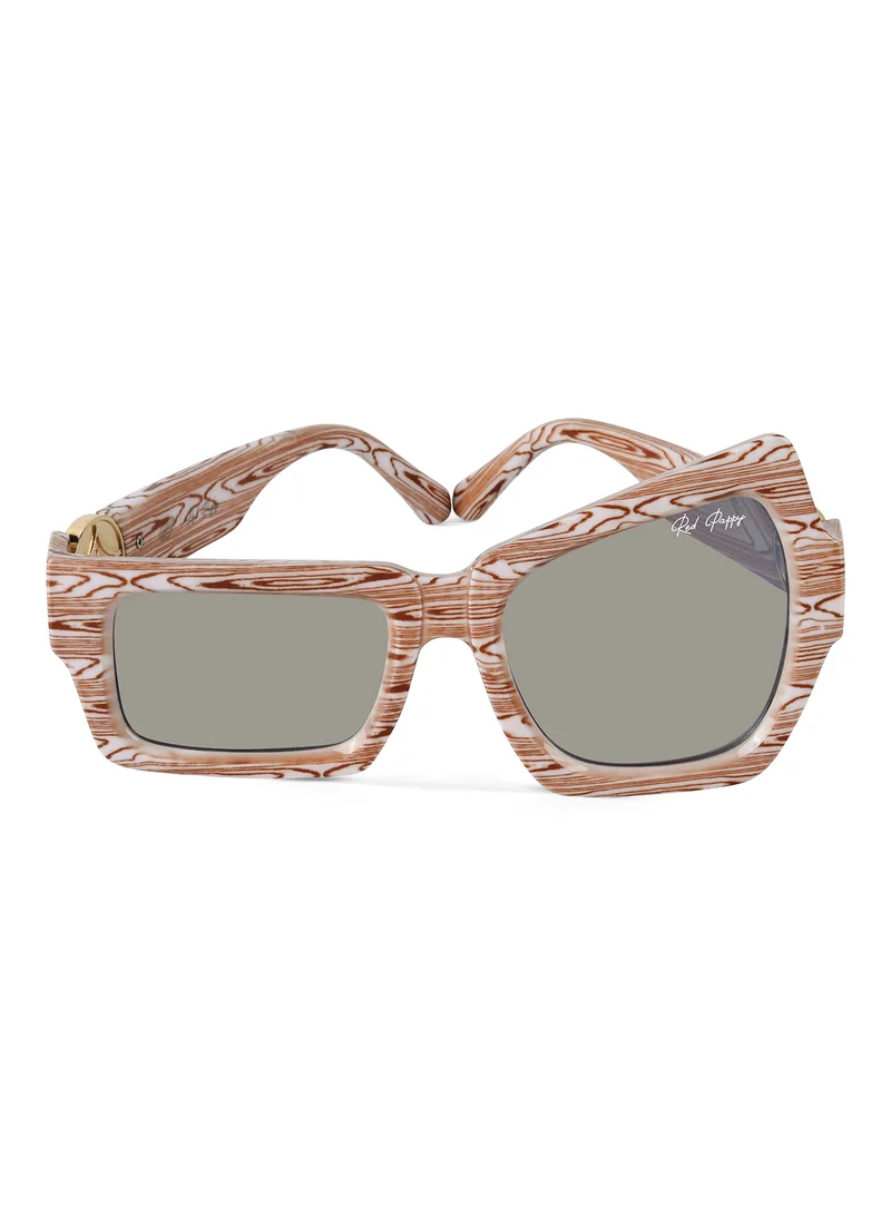 Woggles Red Pappy Aurify Mirror Asymetrical Sunglasses
