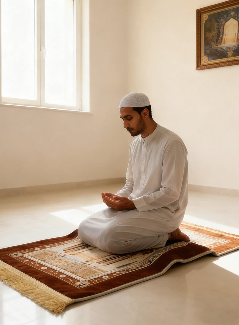 سجادة الصلاة السميكة 8 سم - وسادة الركبة الناعمة الإضافية للعبادة والتأمل ، سجادة المخملية غير المنزلقة لاستخدام كنيسة المسجد المنزلي ، سجادة الصلاة القابلة للطي المريحة للبالغين - Image 1