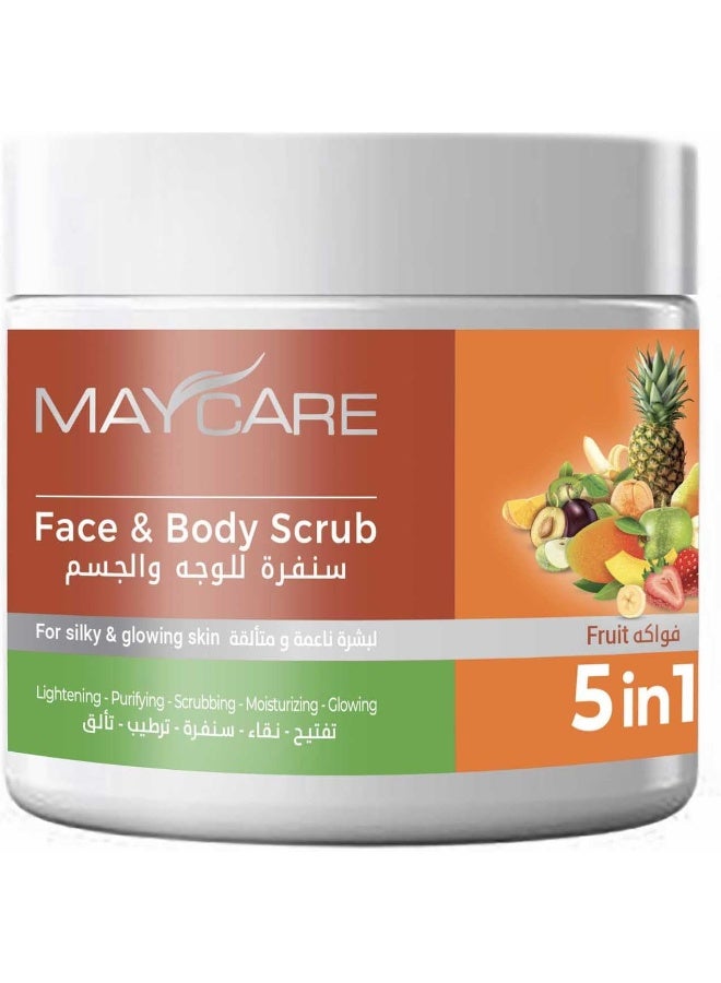 MAYCARE Fruit Face & Body Scrub 5 in 1 Brightening, Exfoliating, Moisturizing 500g - Image 1