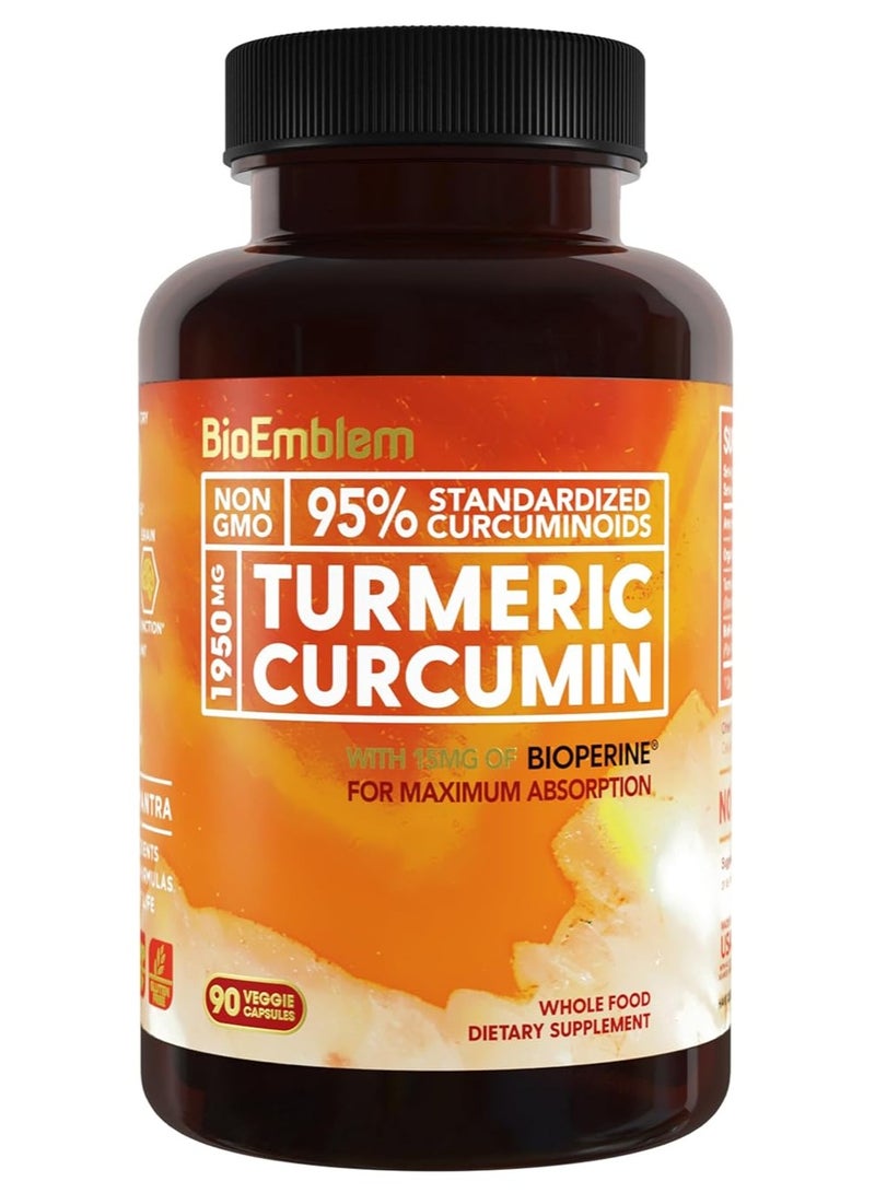 Turmeric Curcumin Supplement with BioPerine Joint Support & Heart Health 90 Caps