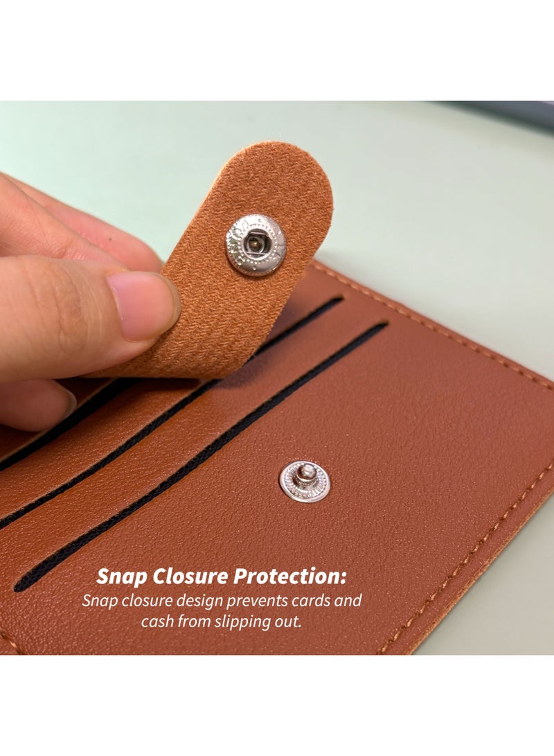 Slim Leather Card Holder Wallet 7 Card Slots with Snap Closure - Ultra Thin Minimalist RFID Blocking Pocket Wallet for Credit Cards & Cash - Image 4
