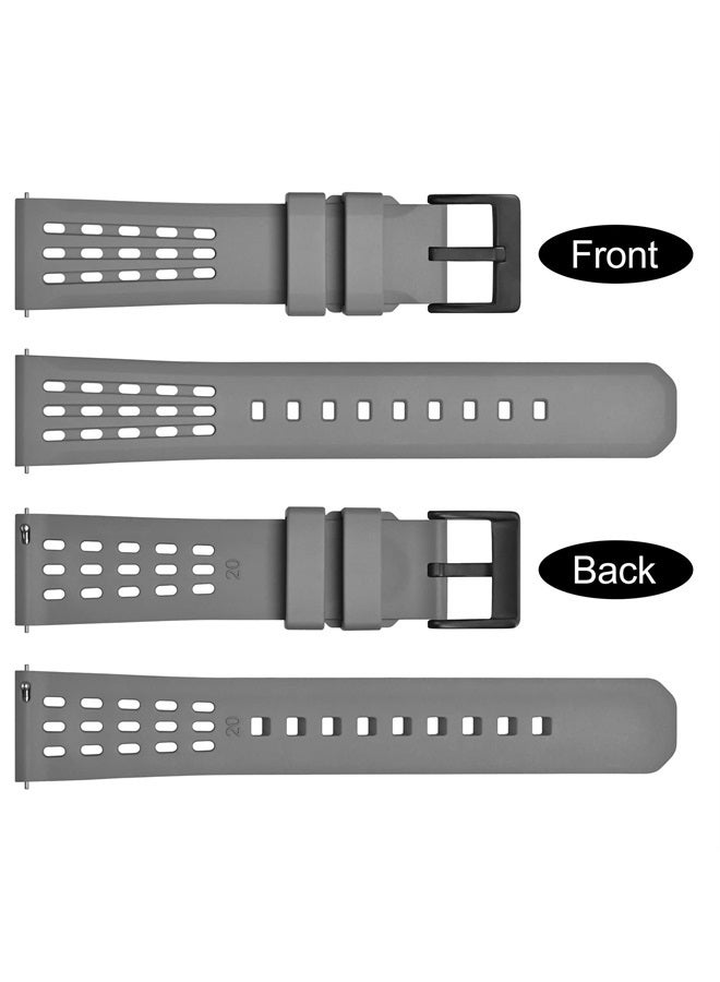 WOCCI 22mm Rally Watch Band, FKM Rubber Strap, Quick Release, Black Matte Buckle (Grey)  - Image 1
