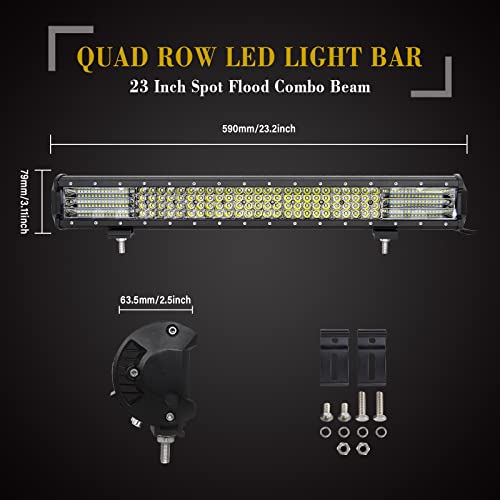 SKYWORLD LED Light Bar, 23" 570W Spot Flood Combo Beam Work Driving Lamp with License Plate Mounting Bracket Holder 12V Rocker Switch Wiring Harness Kit for Auto Truck Car ATV SUV 4X4 Offroad - Image 2