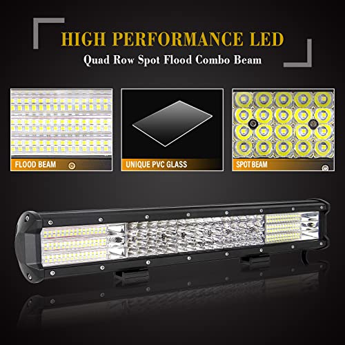 SKYWORLD LED Light Bar, 23" 570W Spot Flood Combo Beam Work Driving Lamp with License Plate Mounting Bracket Holder 12V Rocker Switch Wiring Harness Kit for Auto Truck Car ATV SUV 4X4 Offroad - Image 4