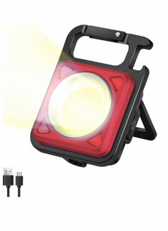 KASTWAVE Mini Keychain Led Flashlight 800 Lumens Bright Cob Mini Flashlight Keychain Light with Folding Bracket Bottle Opener Magnet Portable Pocket Light for Camping Emergency Fishing Red Style A  - Image 1