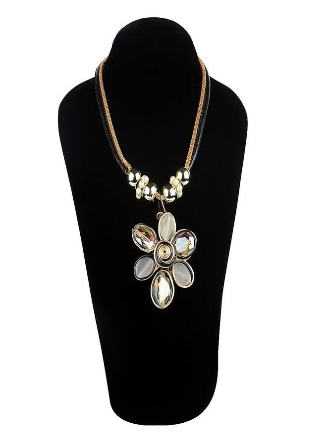 STRIPES® Trendy Jewellery Statement Black/Gold Beads with Mutli Color Agate Stone Long Golden Chain Jewellery for Girls Pendant Necklace Gift for Women Gift for Girls - Image 5