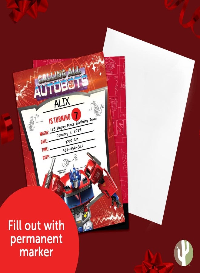 ديزرت كاكتوس بطاقات دعوة عيد ميلاد سعيد بتصميم صبار الصحراء من ترانسفورمرز، ١٠ بطاقات مع أظرف، مناسبة لحفلات الأولاد والبنات والأطفال (النمط ب) - Image 5