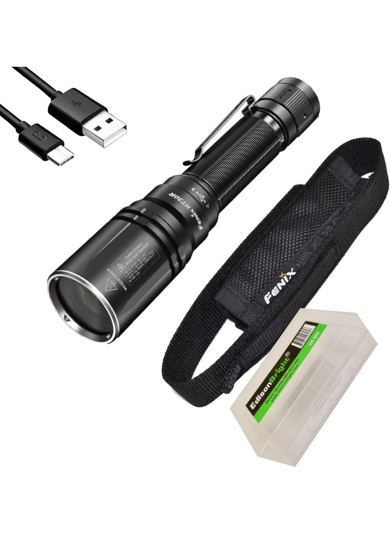 fenix Fenix HT30R 1640 Yards Ultra Long Beam Throw Rechargeable LEP Tactical Flashlight with EdisonBright Accessory Carrying case  - Image 1