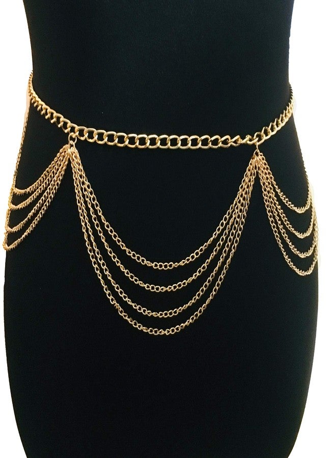 تورنيتو حزام خصر تورنيتو متعدد الطبقات مكون من 6 قطع، مصنوع من حلقات معدنية متداخلة، مزين بشرابات، مناسب للبطن والفخذين والوركين، حزام جانبي للبنطلون للنساء - Image 4