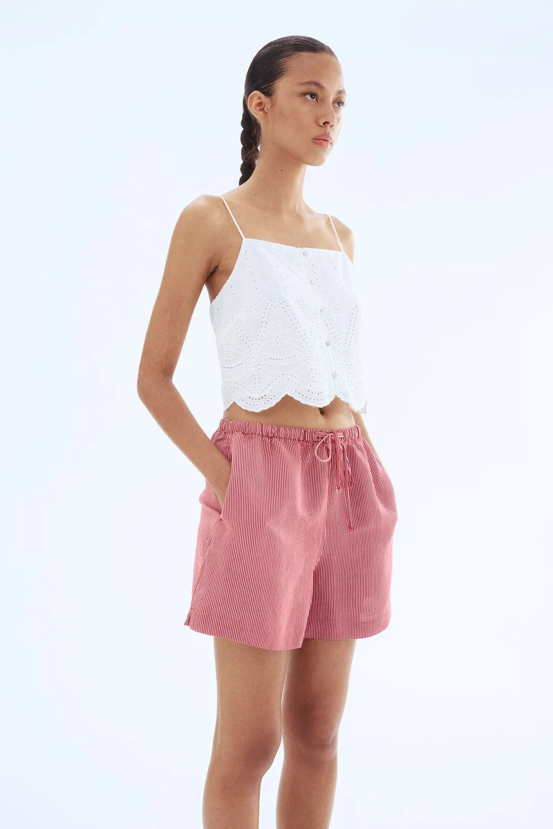 H&M Linen-blend drawstring shorts