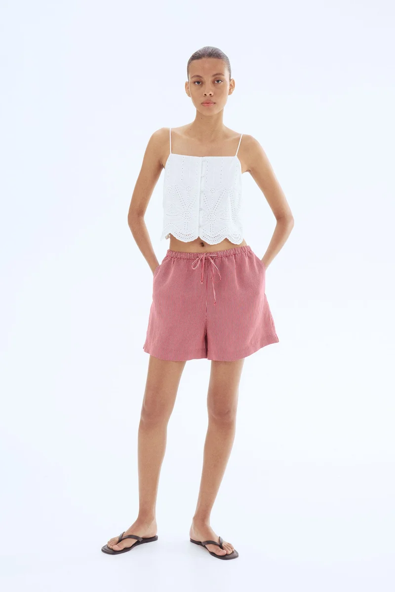 H&M Linen-blend drawstring shorts