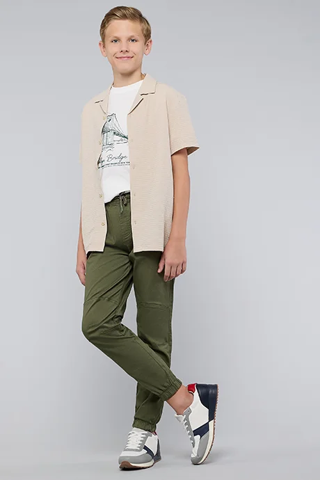 R&B Solid Jogger Pants with Drawstring Waist
