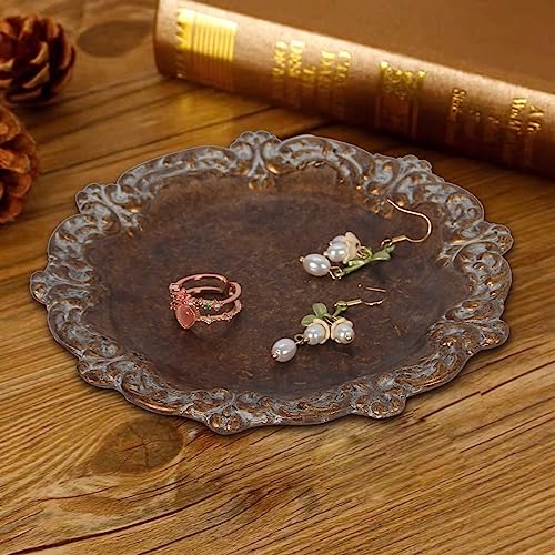 S-MANTIS Vintage Tray Small Antique Trinket Dish, Round, Ring Holder with Twisted Flower Surrounding, Cosmetics Makeup Storage Organizer, Gift, Aesthetic Room Decor (Bronze-Flower) - Image 5