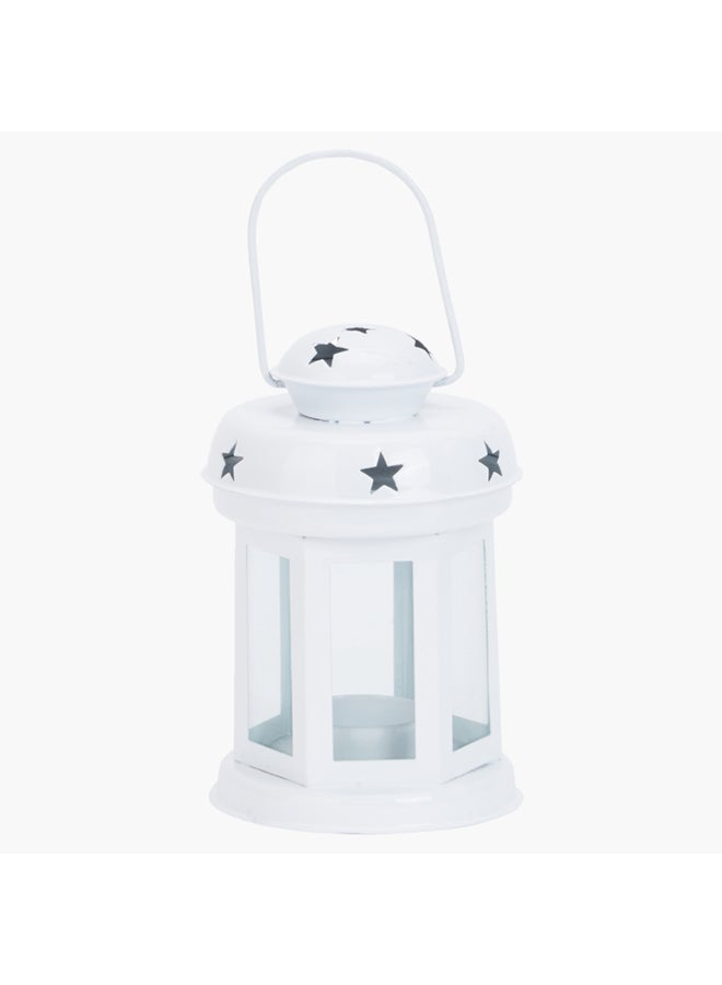 Ramadan Glow Printed Candle Lantern White/Clear 15 x 12cm - Image 1