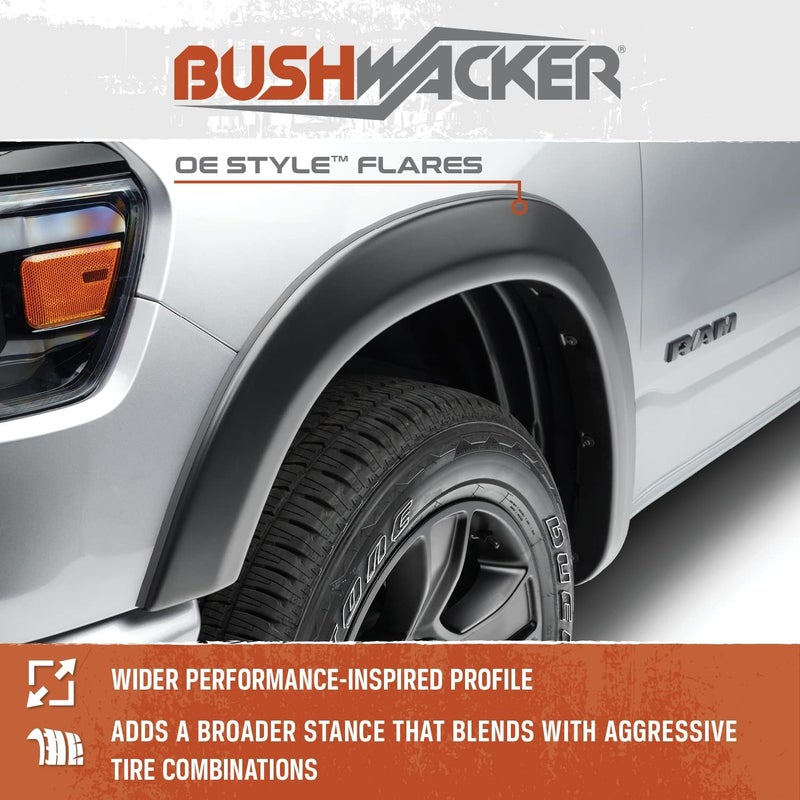 Bushwacker 50928-02 Black OE-Style Smooth Finish 4-Piece Fender Flare Set for 2019-2021 Ram 1500 - Image 4
