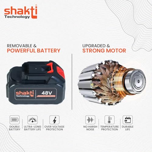 Shakti Technology CP_01 Wireless Car Washer High Pressure Gun Cordless Portable 48V - 12000mAh High Pressure Water Gun for Car & Bike Wash, Adjustable Nozzle, 5M Hose Pipe, Double Battery Included - Image 4