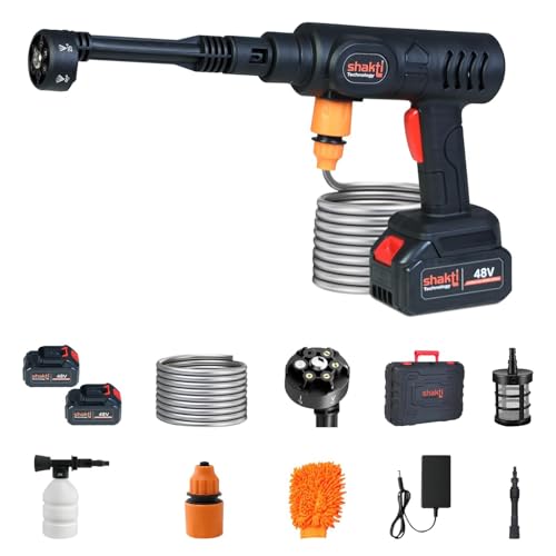 Shakti Technology CP_01 Wireless Car Washer High Pressure Gun Cordless Portable 48V - 12000mAh High Pressure Water Gun for Car & Bike Wash, Adjustable Nozzle, 5M Hose Pipe, Double Battery Included - Image 1
