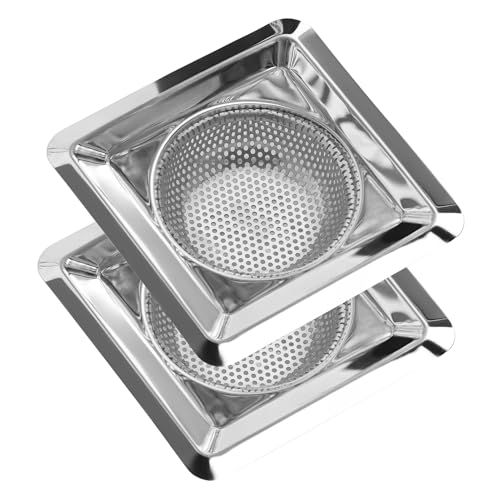 Hian Square Stainless Steel Kitchen Sink Strainer – Silver Perforated Drain Filter for Food Waste & Clog Prevention | Rust-Resistant, Easy to Clean, Fits Most Standard Sinks (Pack of 2) - Image 1