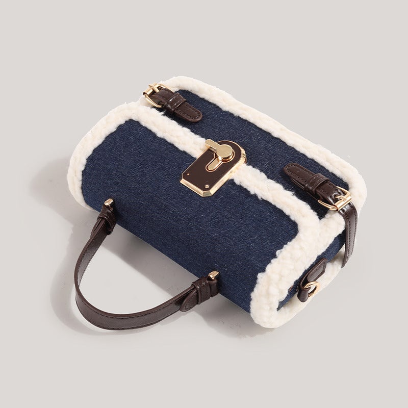 Fashion New Design Denim Patchwork Small Square Bag For Women, Versatile Niche Color-Blocking High-End Handbag And Crossbody Bag - Image 2