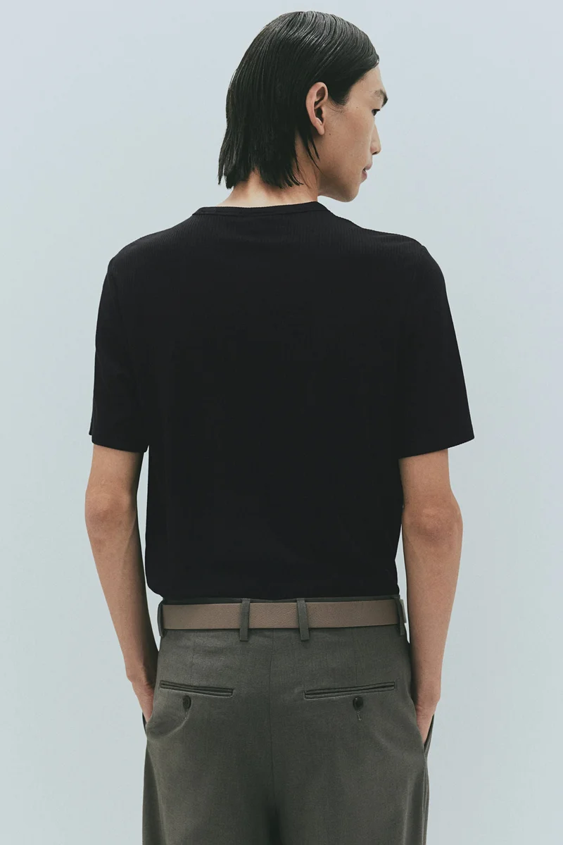 H&M Slim Fit Ribbed T-shirt