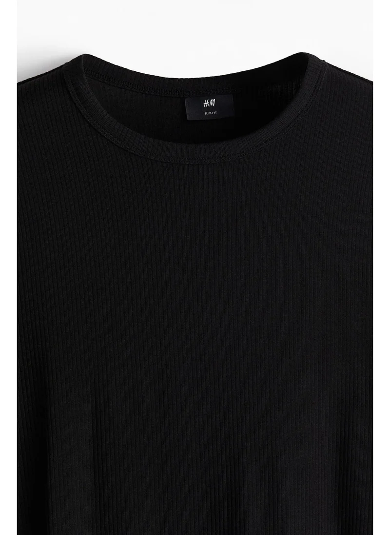 اتش اند ام Slim Fit Ribbed T-shirt