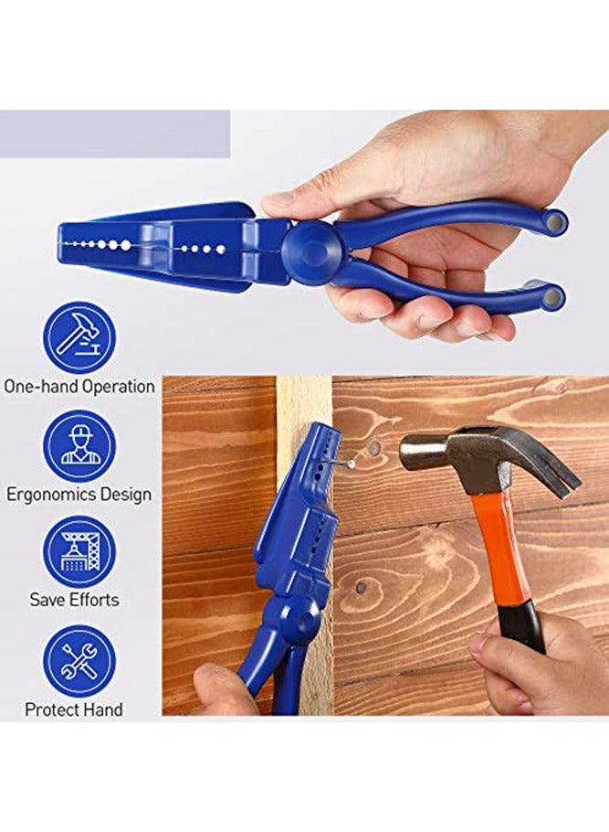 Fasola Nail Pliers, Hammering Nailing Holder Grooved Design for Safe Use in Home Holiday Decoration Outdoor Lighting(Blue) - Image 4