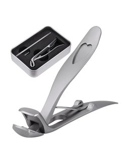 Stainless Steel Nail Clippers, Ultra-Wide Jaw Opening Toenail Clipper for Thick Nails, Cutter Ingrown Manicure Set with File Metal Boxed, Pedicure Kit Men Women Seniors (Gray)