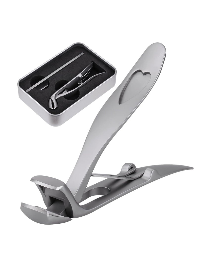 Y&D - Stainless Steel Nail Clippers, Ultra-Wide Jaw Opening Toenail Clipper for Thick Nails, Cutter Ingrown Manicure Set with File Metal Boxed, Pedicure Kit Men Women Seniors (Gray) - Image 1