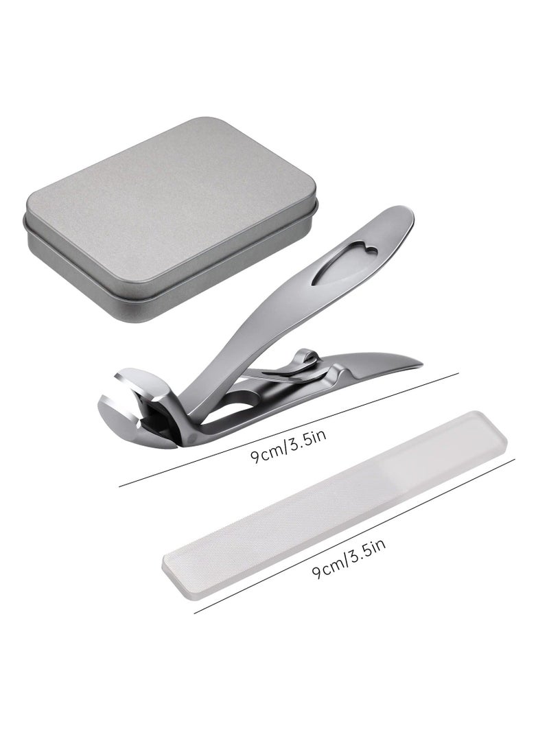 Y&D - Stainless Steel Nail Clippers, Ultra-Wide Jaw Opening Toenail Clipper for Thick Nails, Cutter Ingrown Manicure Set with File Metal Boxed, Pedicure Kit Men Women Seniors (Gray) - Image 1