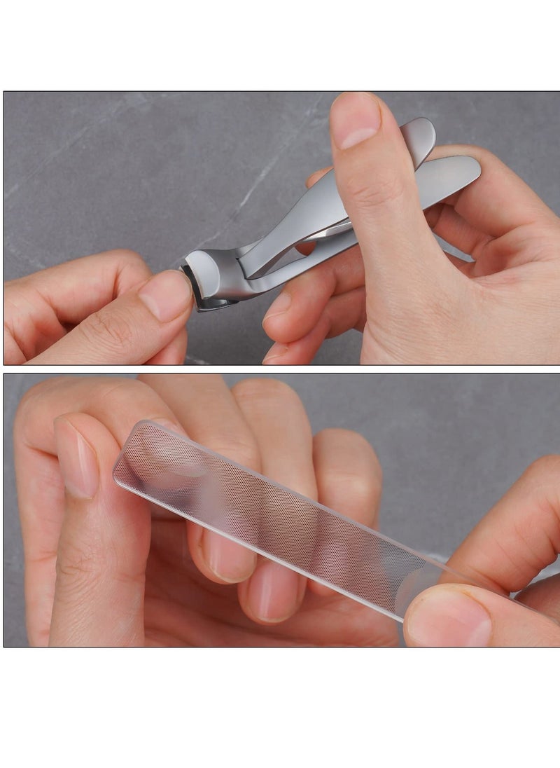 Y&D - Stainless Steel Nail Clippers, Ultra-Wide Jaw Opening Toenail Clipper for Thick Nails, Cutter Ingrown Manicure Set with File Metal Boxed, Pedicure Kit Men Women Seniors (Gray) - Image 1