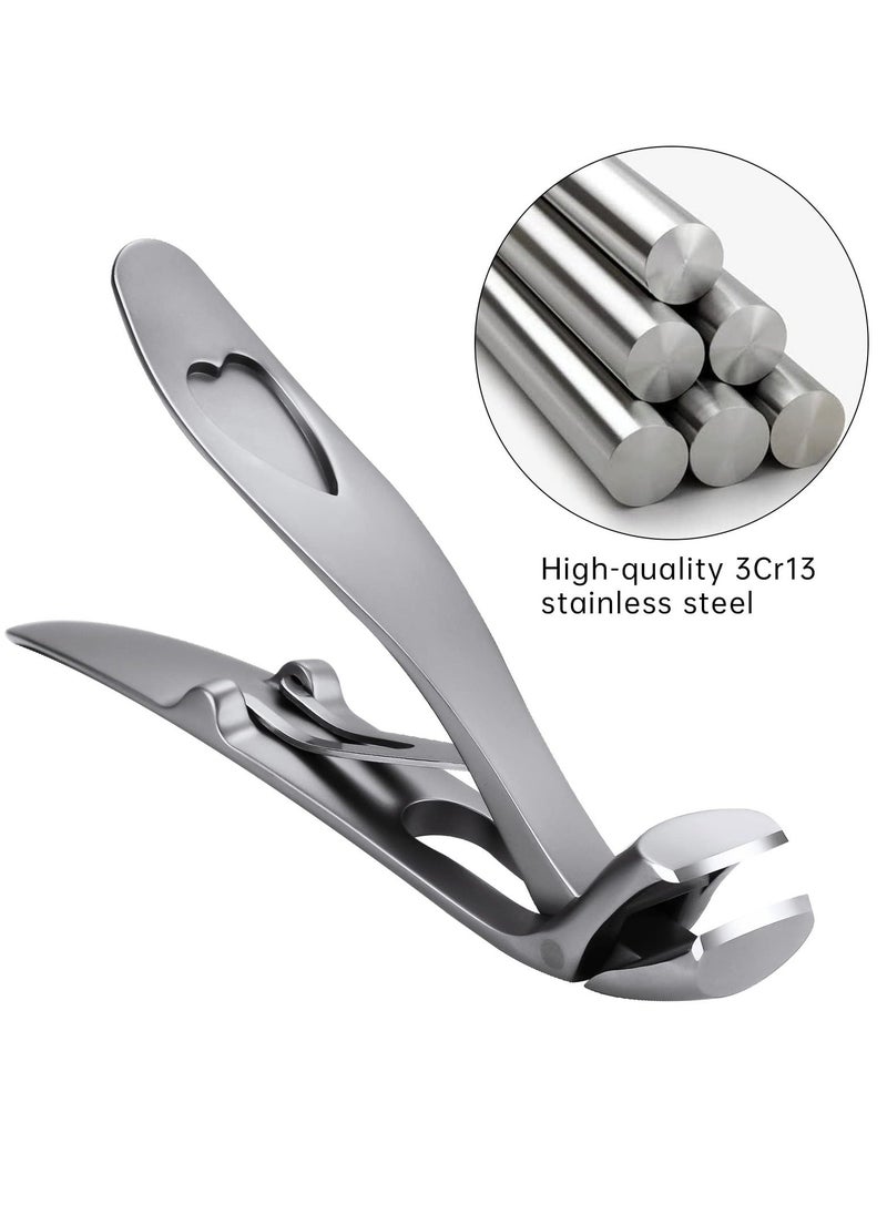 Y&D - Stainless Steel Nail Clippers, Ultra-Wide Jaw Opening Toenail Clipper for Thick Nails, Cutter Ingrown Manicure Set with File Metal Boxed, Pedicure Kit Men Women Seniors (Gray) - Image 1