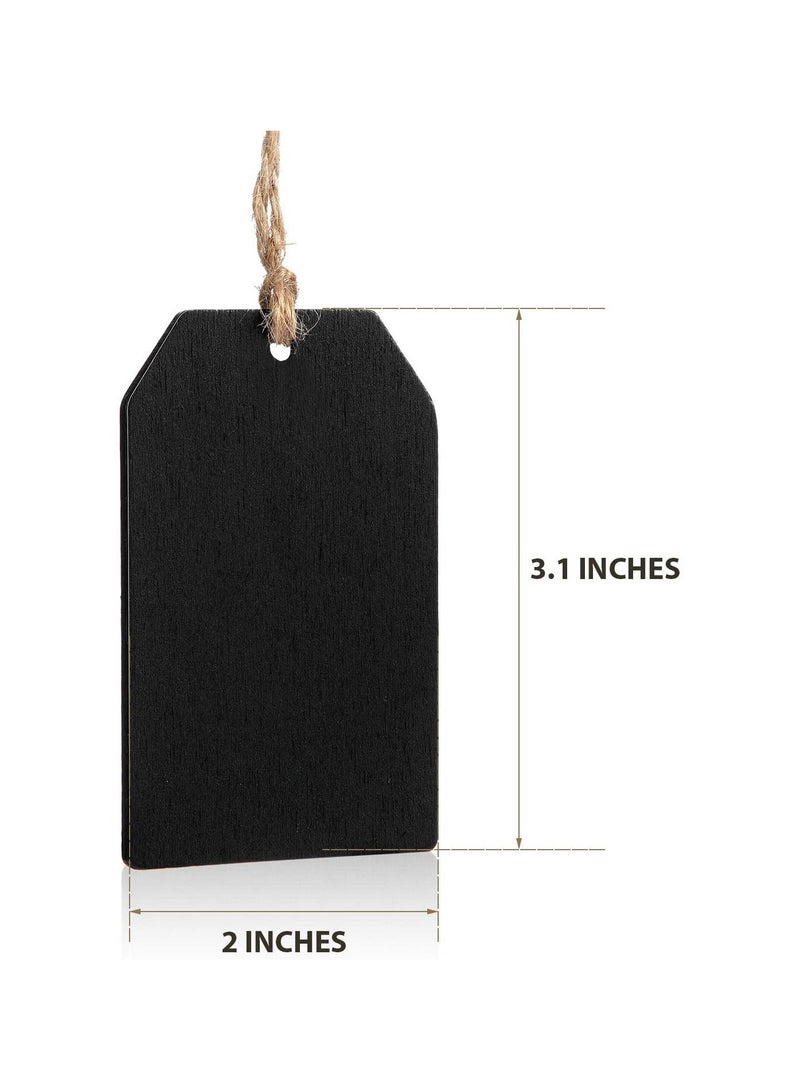SYOSI 48 Pieces Mini Chalkboard Tags Erasable Hanging Blackboard Double Sided Erasable Board with Twine for Kids DIY Craft Party Decoration Price Tag Supplies - Image 2