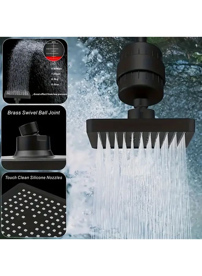 High Pressure Filtered Shower Head Set Silvery 15 Stage Hard Water Filtration - Image 2