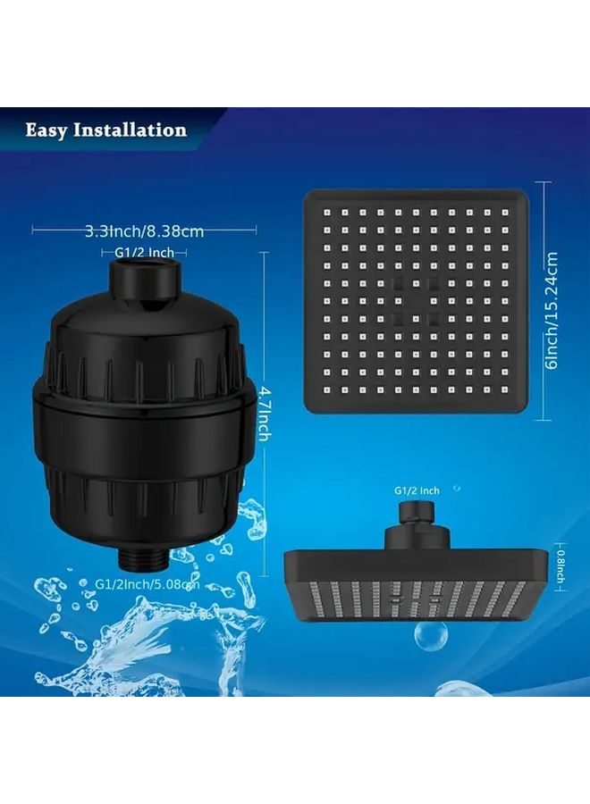 High Pressure Filtered Shower Head Set Silvery 15 Stage Hard Water Filtration - Image 3