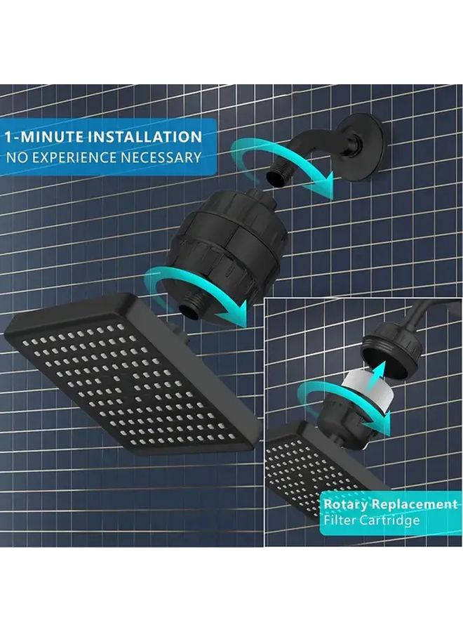 High Pressure Filtered Shower Head Set Silvery 15 Stage Hard Water Filtration - Image 4