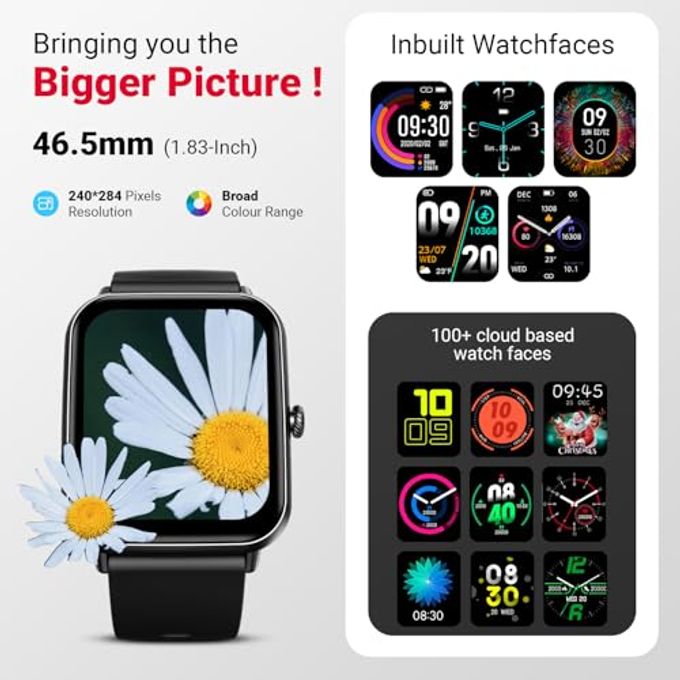Fire-Boltt Ninja Call Pro Plus 46.48Mm (1.83 Inch) Smart Watch With Bluetooth Calling, Ai Voice Assistance, 120 Sports Modes Ip67 Rating, 240 * 280 Pixel High Resolution (Black) - Image 2