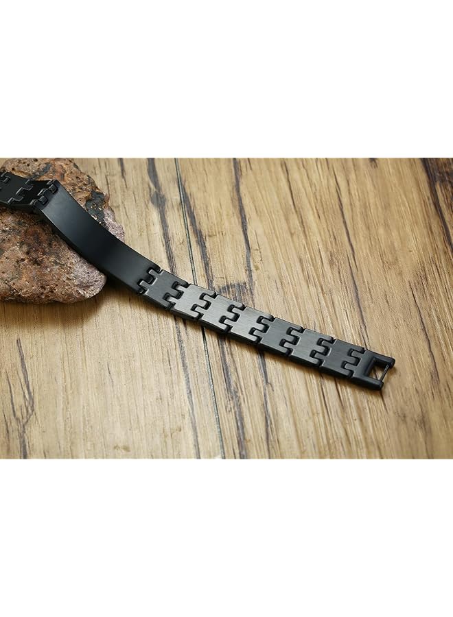 AC&L Black Metallic Steel Avant Garde Design Bracelet One Size - Image 2