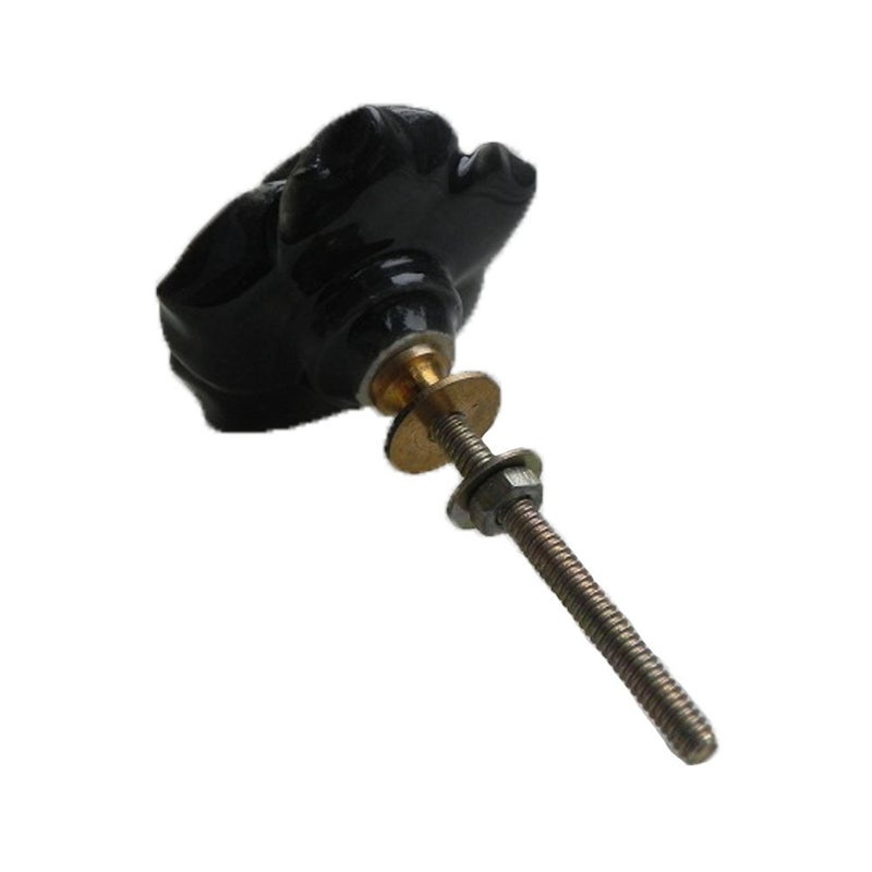 Indian-Shelf IndianShelf 2 Piece Handmade Vocalforlocal Ceramic Rose Flower Shape Drawer Knobs Dresser Cabinet Door Kitchen Cupboard Pulls Handles 508 cm Black  - Image 2