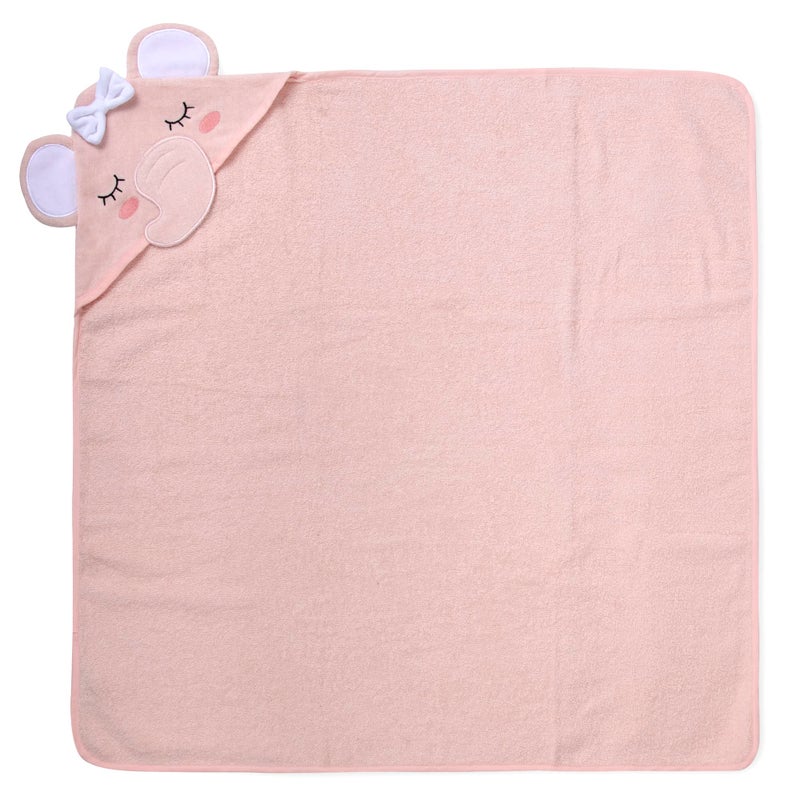 Baby Essentials Baby Animal Hooded Towel and Washcloth Set for Newborns, Infants, Toddlers Boys and Girls 3-24 Months (Delicate Pink Elephant) - Image 2