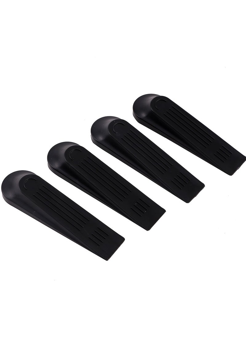 LAWAZIM - Plastic Door Stopper - 4-Piece - Durable Black Slanted Wedge with Non-Slip Base, Child and Pet-Safe - Ideal for Preventing Door Slamming, Suitable for Indoor and Outdoor Use, and All Floor Types - Image 1