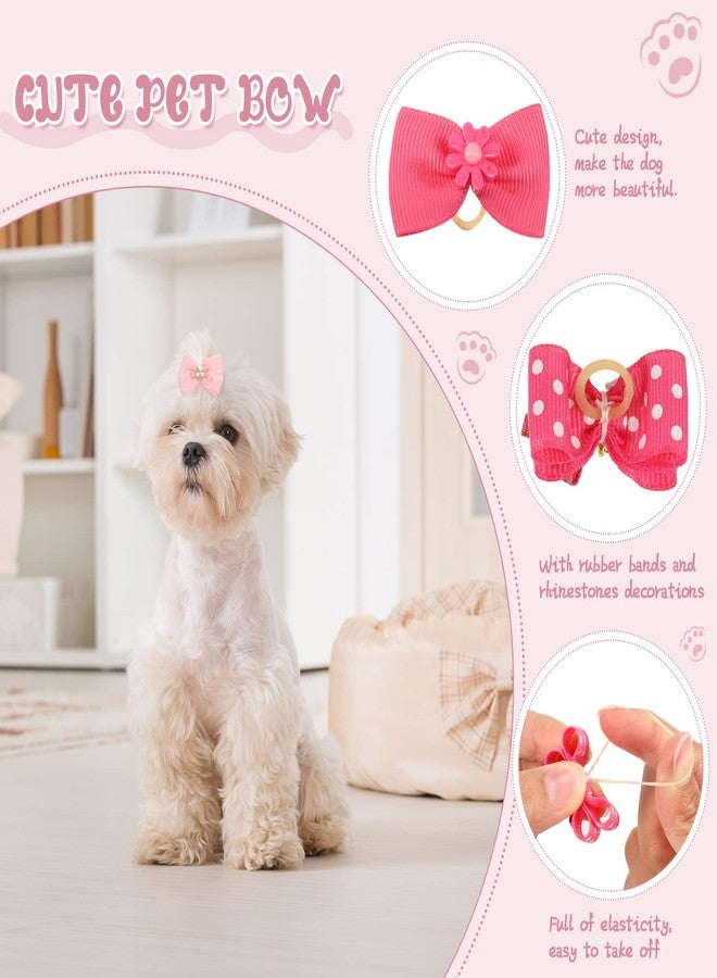 Hanaive 20 Pcs Dog Bows Small Size Dog Hair Bows for Puppy Hair with Rubber Bands Handmade Puppy with Pearls - Image 3