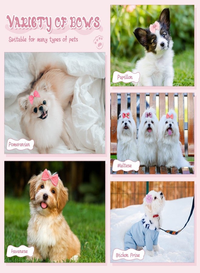Hanaive 20 Pcs Dog Bows Small Size Dog Hair Bows for Puppy Hair with Rubber Bands Handmade Puppy with Pearls - Image 4